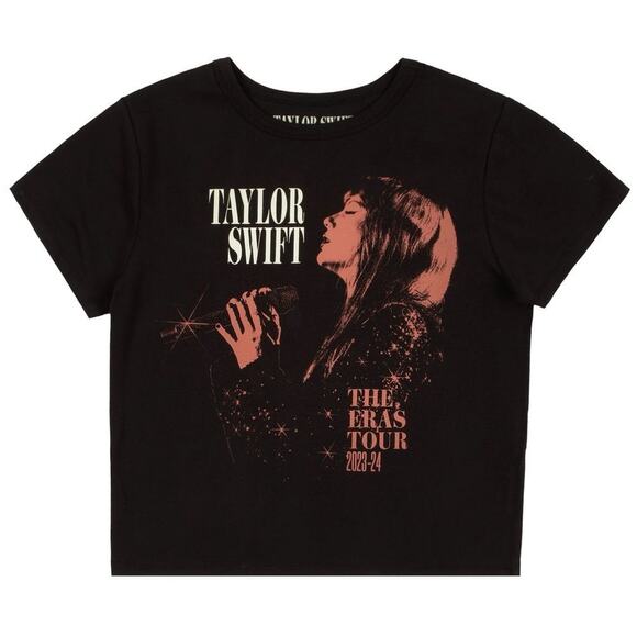 NEW Taylor Swift THE ERAS TOUR Red Live Photo Baby Tee Shirt Short Sleeve Small - Picture 1 of 7